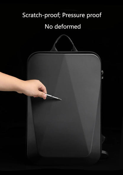 TECHGUARD Anti-tjuv Laptop Ryggsäck - vattentät, USB-anslutning, utbyggbar hardshell med TSA-lås