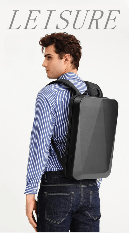 TECHGUARD Anti-tjuv Laptop Ryggsäck - vattentät, USB-anslutning, utbyggbar hardshell med TSA-lås