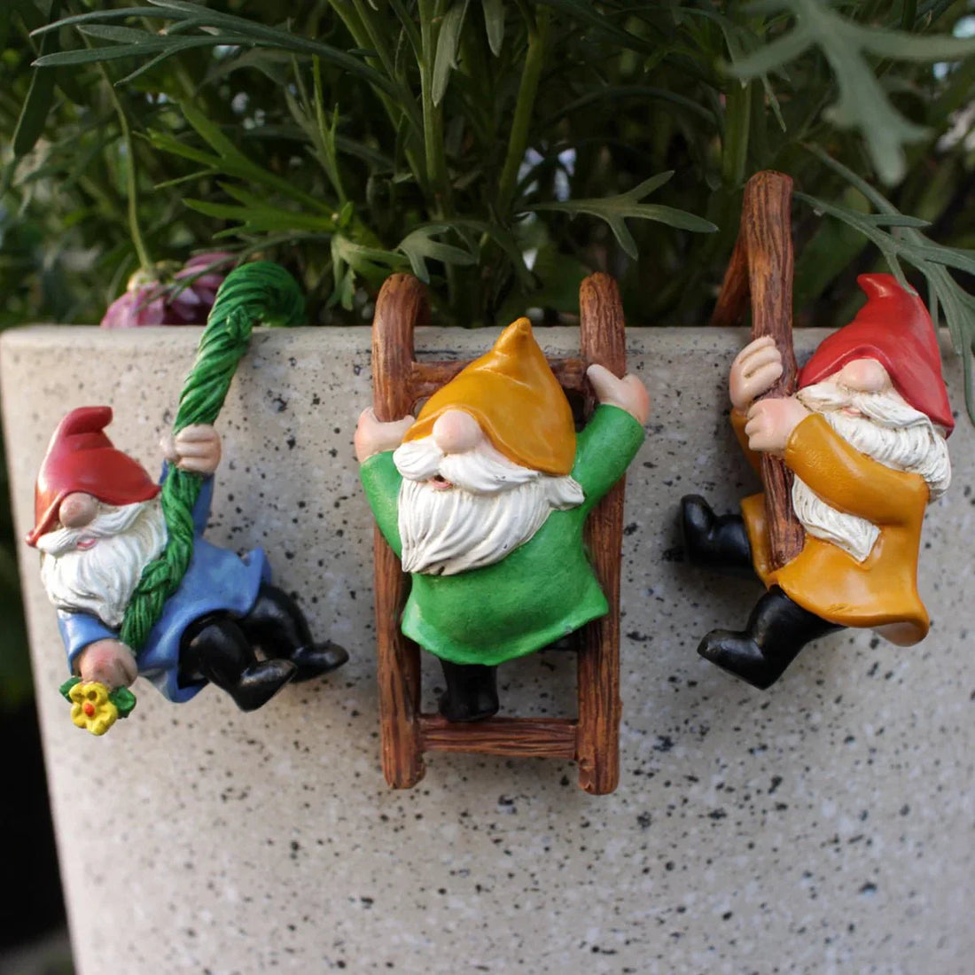 Tre-delad trädgårdsgnome dekorationer växthus utomhusdekor