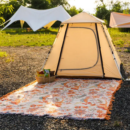 Rustik Blommig Boho Filt | 100% Bomullsblommig Filt