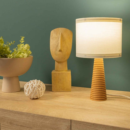 NordicGlow - Träbordslampa med Fälld Fot och Tyglampa