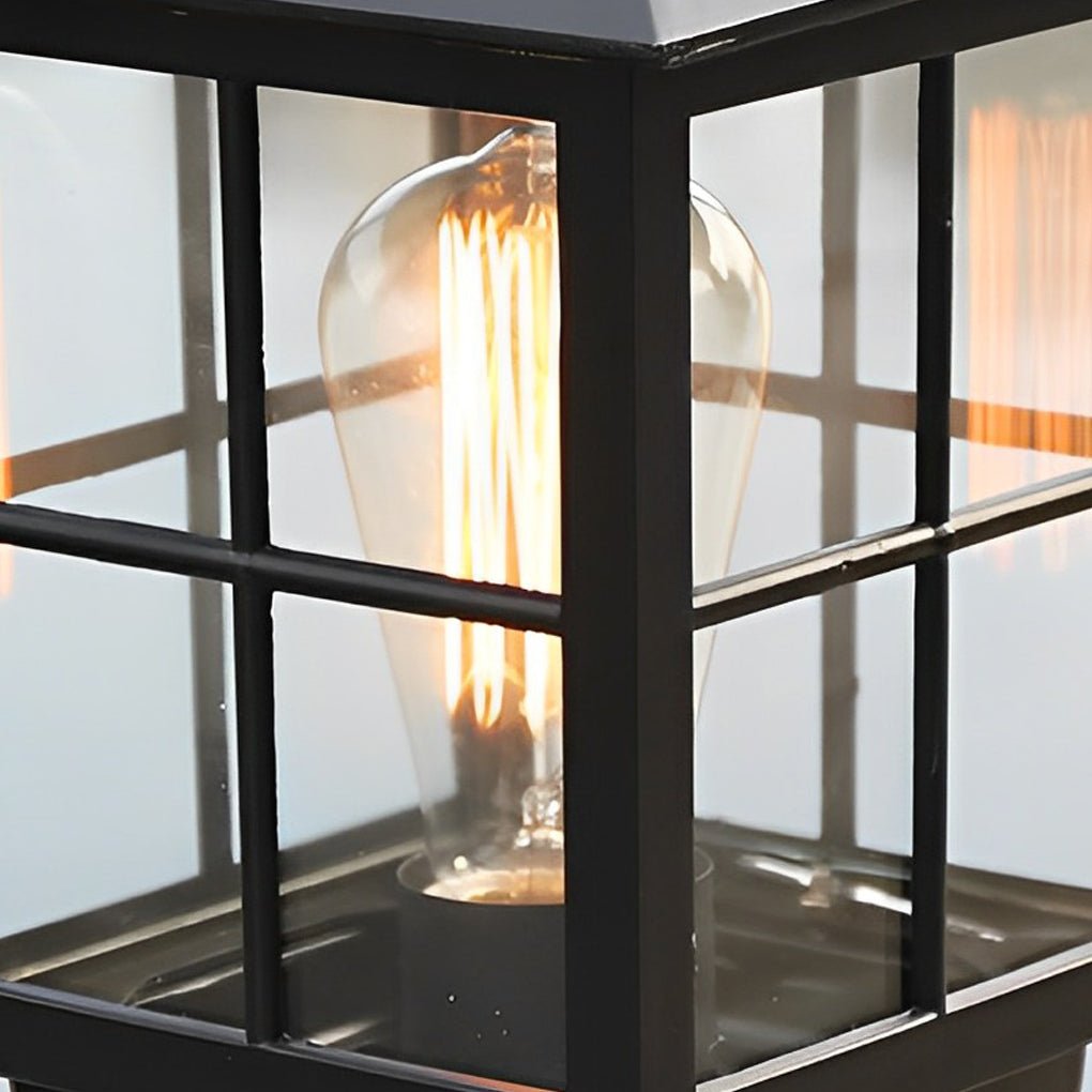 Utomhus Solar Svart Metall Trädgårds Stolplykta