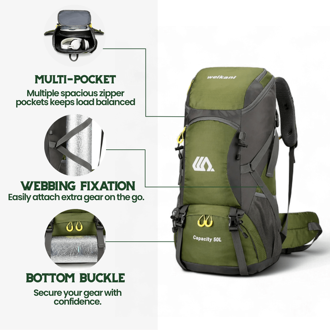 TRAILPRO 50L – Vandringsryggsäck med andningsbar rygg &amp; smart förvaring
