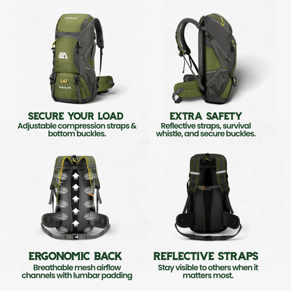 TRAILPRO 50L – Vandringsryggsäck med andningsbar rygg &amp; smart förvaring