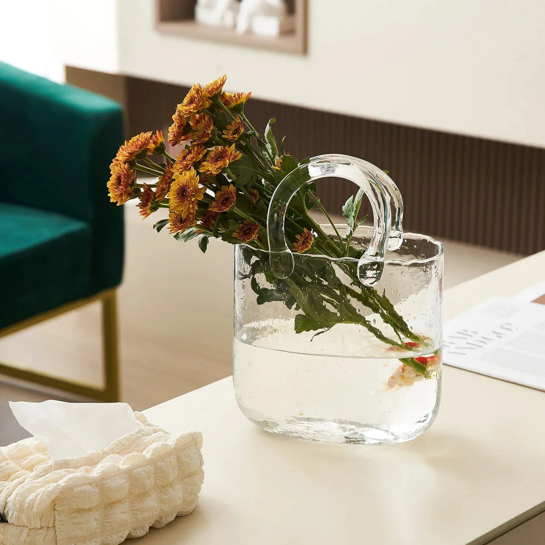 Transparent Pastell Handväska Form Vas - Glas Modern Dekor