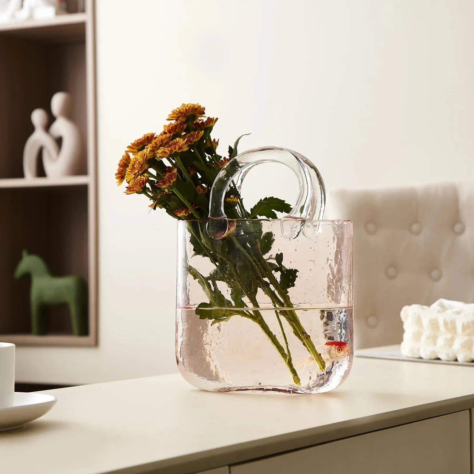 Transparent Pastell Handväska Form Vas - Glas Modern Dekor