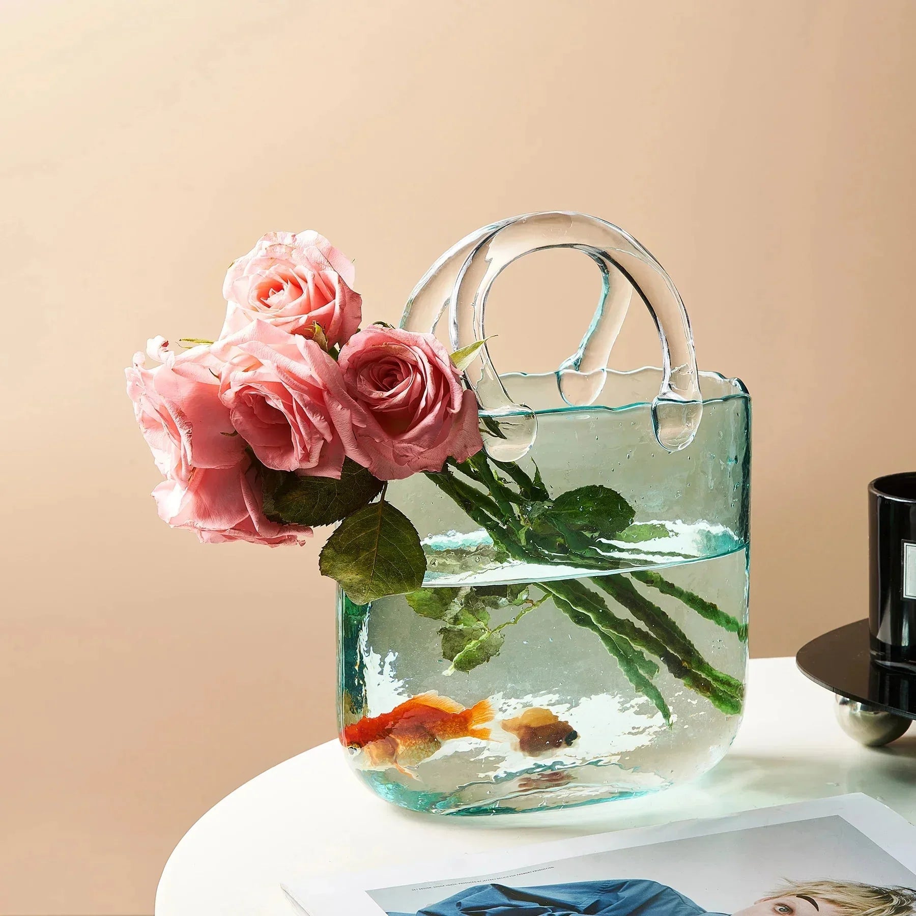 Transparent Pastell Handväska Form Vas - Glas Modern Dekor