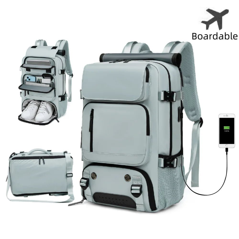 TRAVELMAX Pack - Vattentät resväska med USB-port, skofack och anti-tjuv ficka