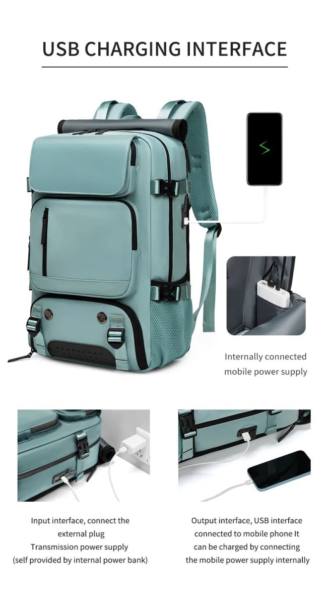 TRAVELMAX Pack - Vattentät resväska med USB-port, skofack och anti-tjuv ficka