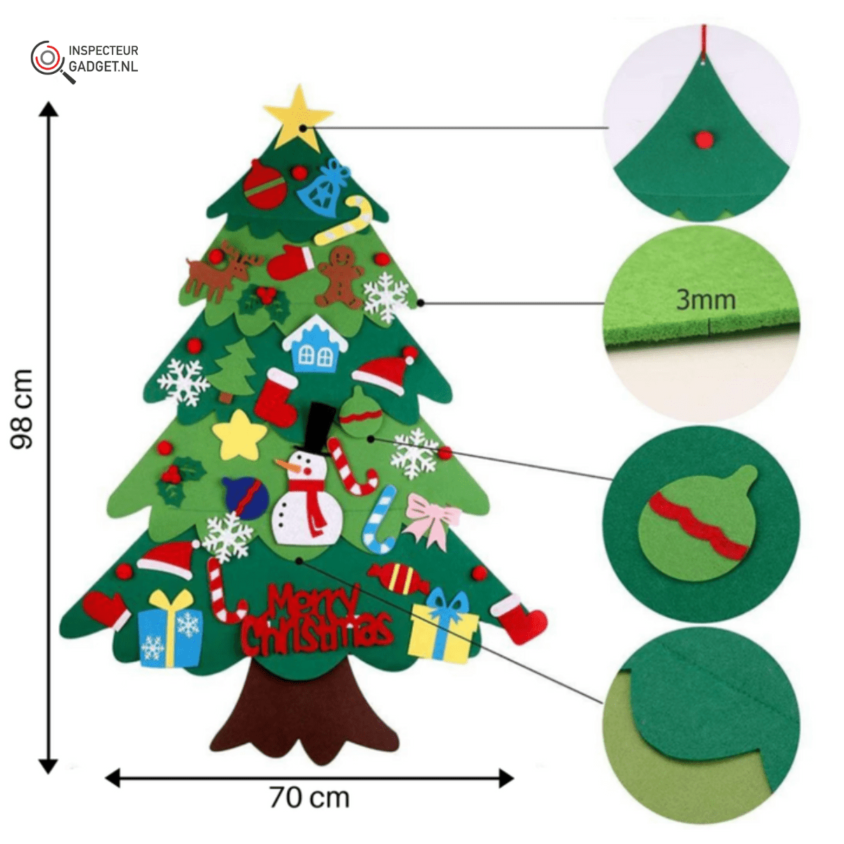 TreeJoy Craft Julgran - Kreativ DIY Filzkaramell för barn med 25 dekorationer