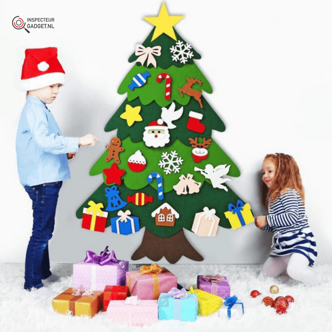 TreeJoy Craft Julgran - Kreativ DIY Filzkaramell för barn med 25 dekorationer