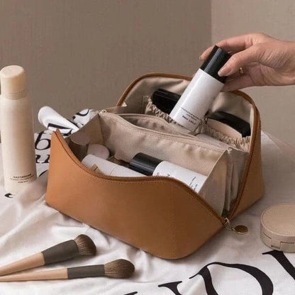 Carvallo Make-up väska med stor öppning | Vattentålig &amp; Justerbara fack | 26x11x15 cm | För resor &amp; vardag