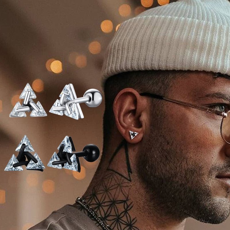 TRISILVER – Triangulära örhängen med stiftlås, lätt och modern design
