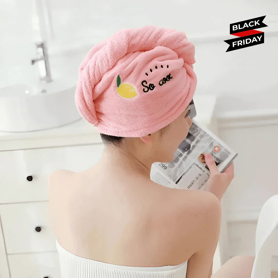 Mikrofiber-hårhandduk med justerbar stängning