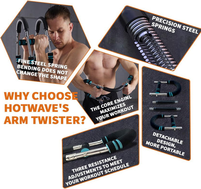 TwisterFlex justerbar Power Twister - stärka underarmar, triceps och bröst - hållbar, bärbar styrketräningsstång - justerbart motstånd