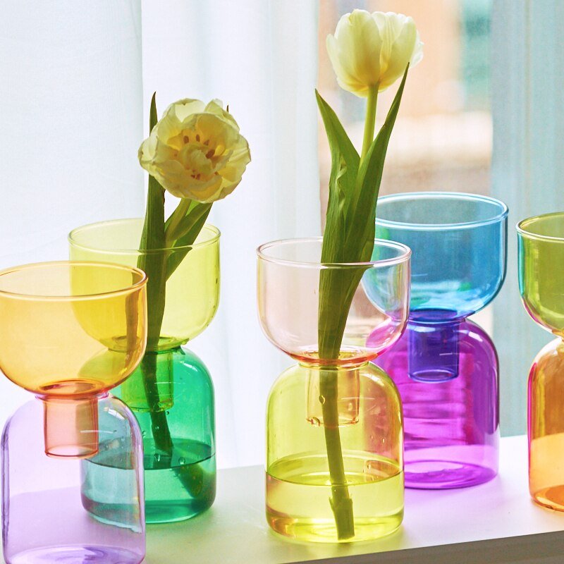 Tvådelat Mini Bud Vase Terrarium Set - Glas Modern Design
