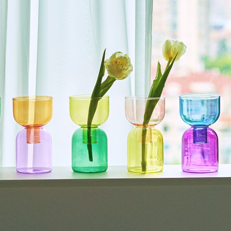 Tvådelat Mini Bud Vase Terrarium Set - Glas Modern Design