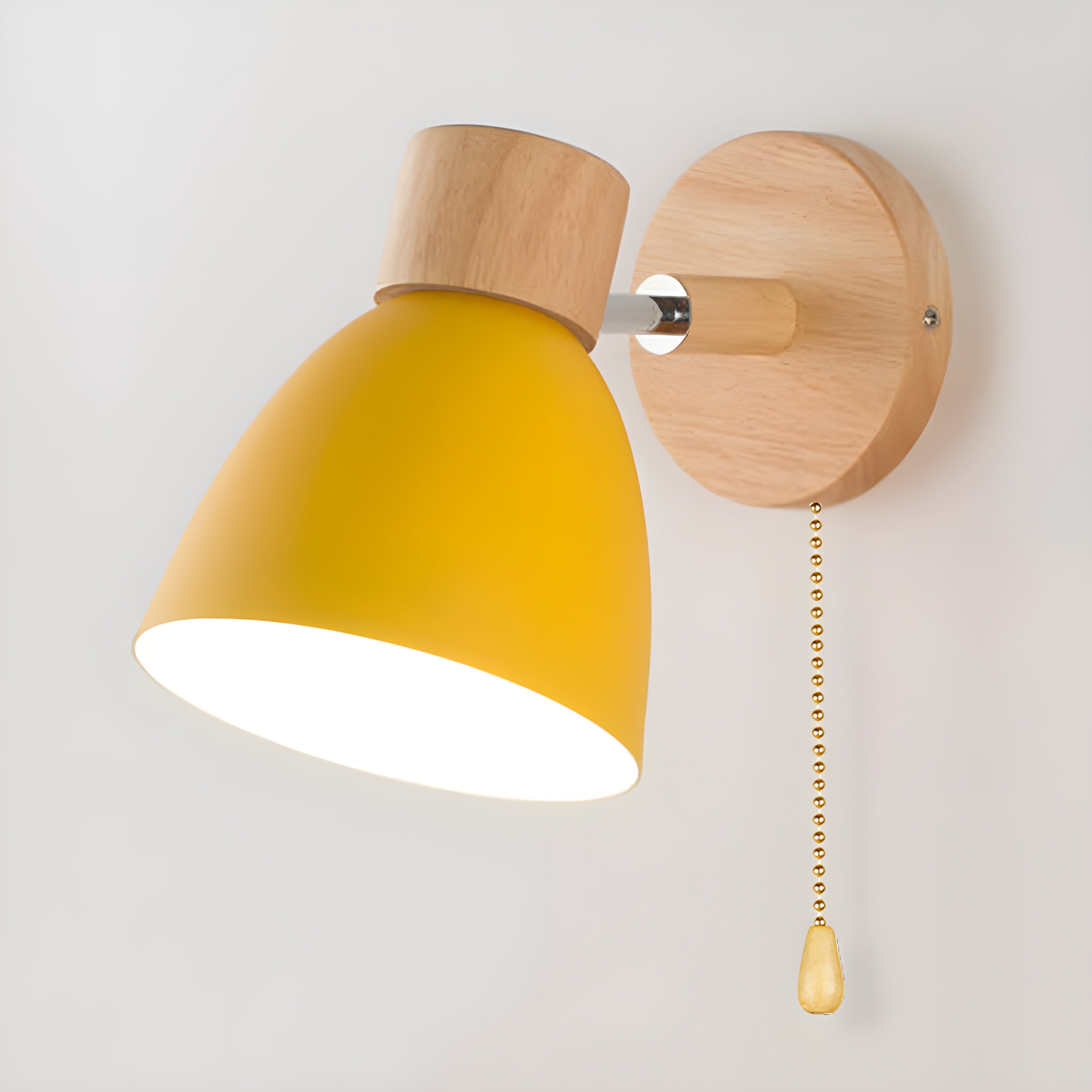 Trä Nordisk Vägglampa med Strömbrytare för Mysigt Sovrum