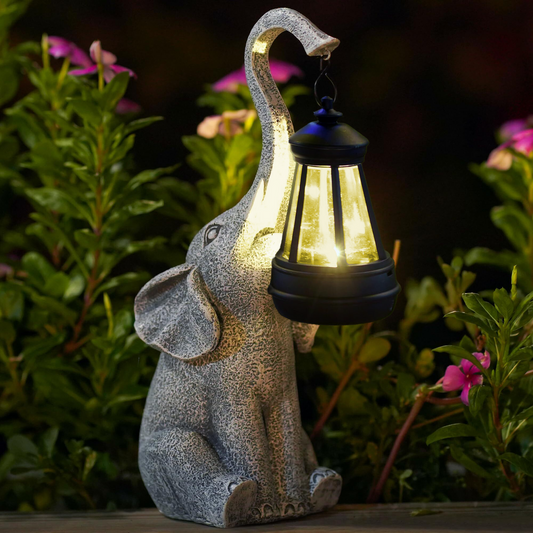 Solig Elefant Trädgårdslampa Resinum dekorativt