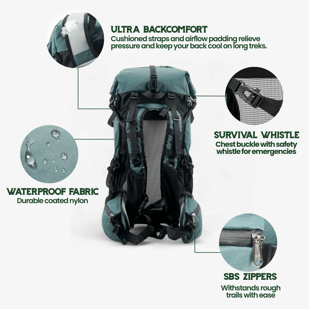 ULTREA 50L – Ultralätt Expandable Adventure Backpack för Vandring &amp; Resa