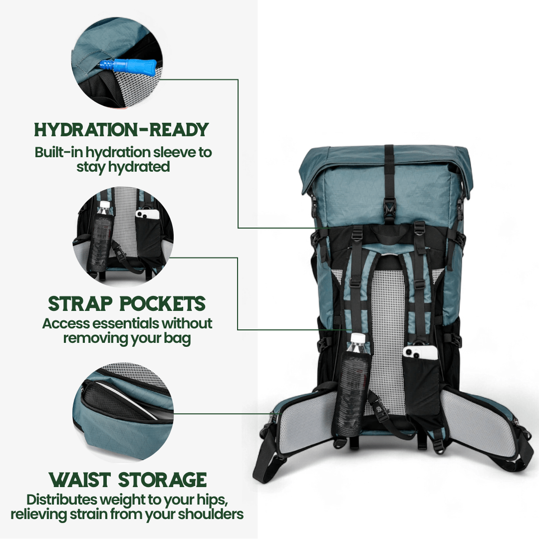 ULTREA 50L – Ultralätt Expandable Adventure Backpack för Vandring &amp; Resa