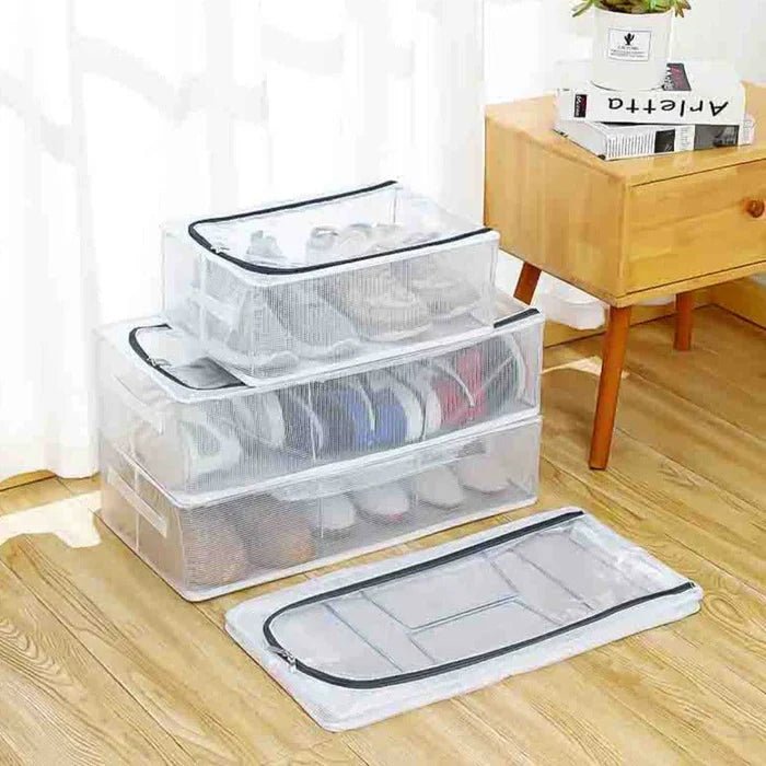 Untox ClearBox - stapelbar skokartong med ventilation, vattentät skydd och klart display