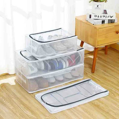 Untox ClearBox - stapelbar skokartong med ventilation, vattentät skydd och klart display