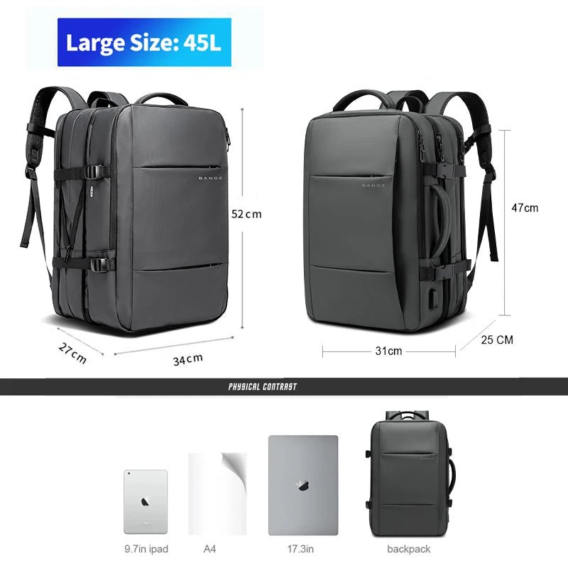 URBANFORM Business-ryggsäck - utbyggbar, vattentät, USB-laddningsport &amp; 17,3&quot; laptopfack
