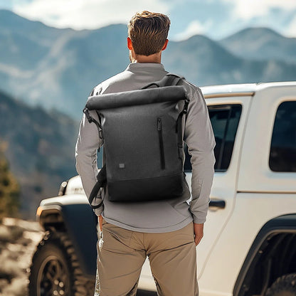 URBANTRAIL Rolltop-ryggsäck - utvidgbar och vattentät rese-ryggsäck med USB-port och laptopfack