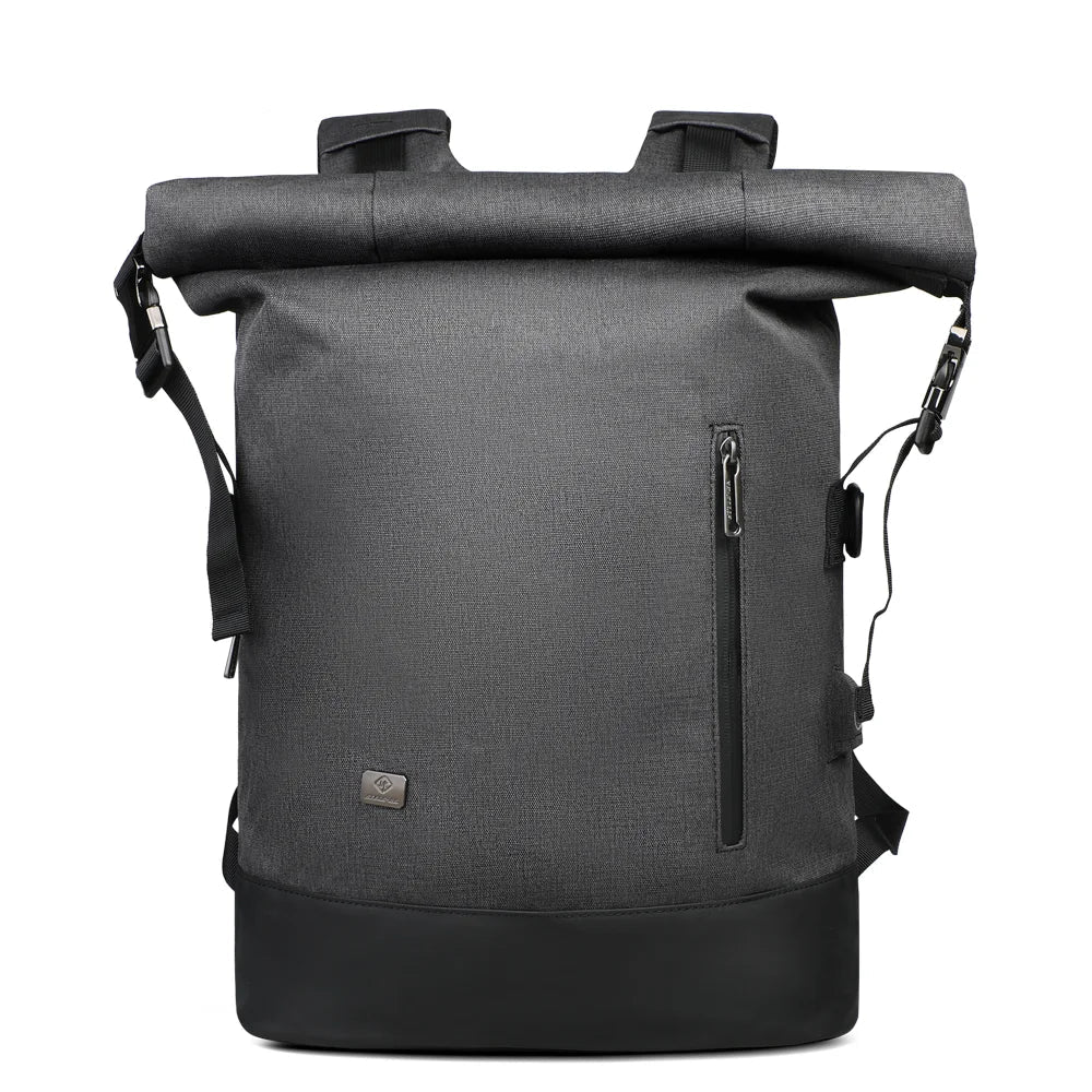 URBANTRAIL Rolltop-ryggsäck - utvidgbar och vattentät rese-ryggsäck med USB-port och laptopfack