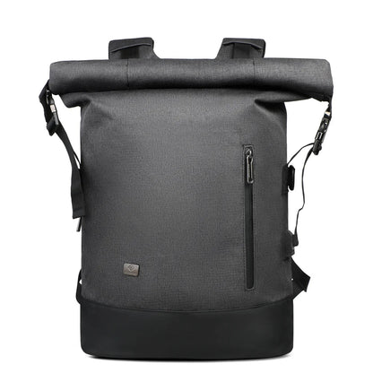 URBANTRAIL Rolltop-ryggsäck - utvidgbar och vattentät rese-ryggsäck med USB-port och laptopfack