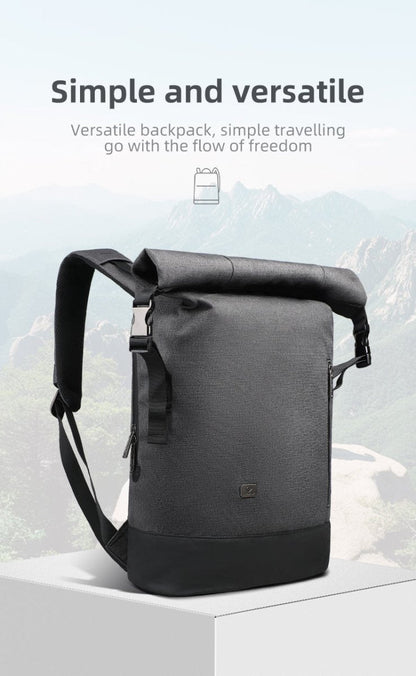 URBANTRAIL Rolltop-ryggsäck - utvidgbar och vattentät rese-ryggsäck med USB-port och laptopfack