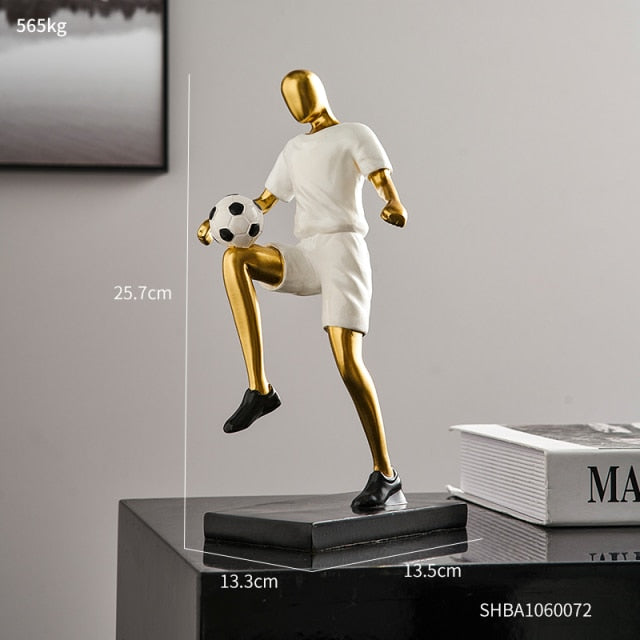 Abstract fotbollsspelare figur i unik heminredning och konstnärlighet