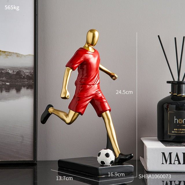 Abstract fotbollsspelare figur i unik heminredning och konstnärlighet