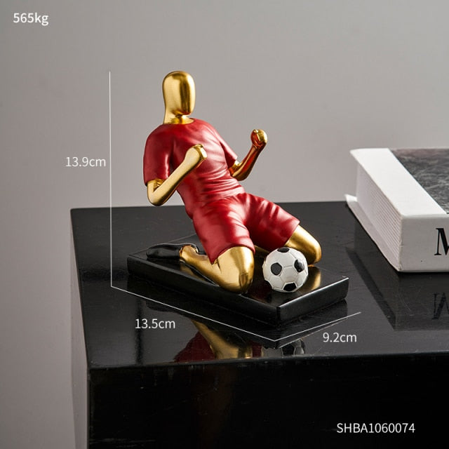 Abstract fotbollsspelare figur i unik heminredning och konstnärlighet