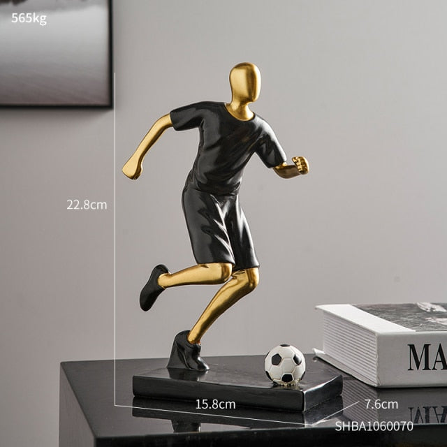 Abstract fotbollsspelare figur i unik heminredning och konstnärlighet