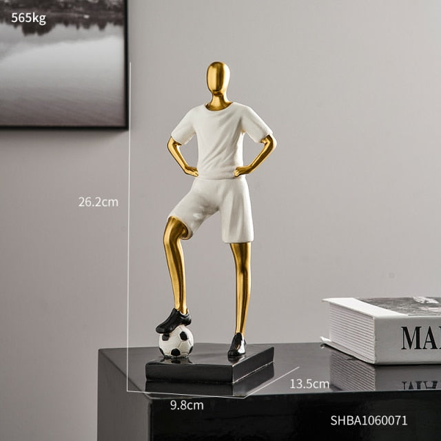Abstract fotbollsspelare figur i unik heminredning och konstnärlighet