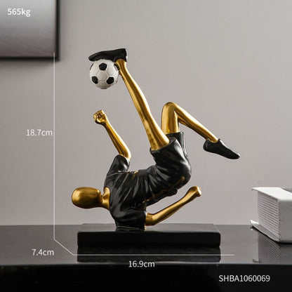 Abstract fotbollsspelare figur i unik heminredning och konstnärlighet