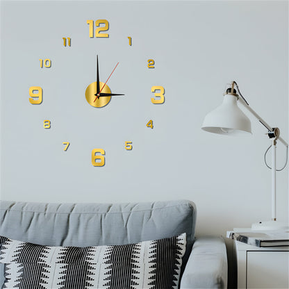 Modern ramfri väggklocka med spegelklistermärkesdesign