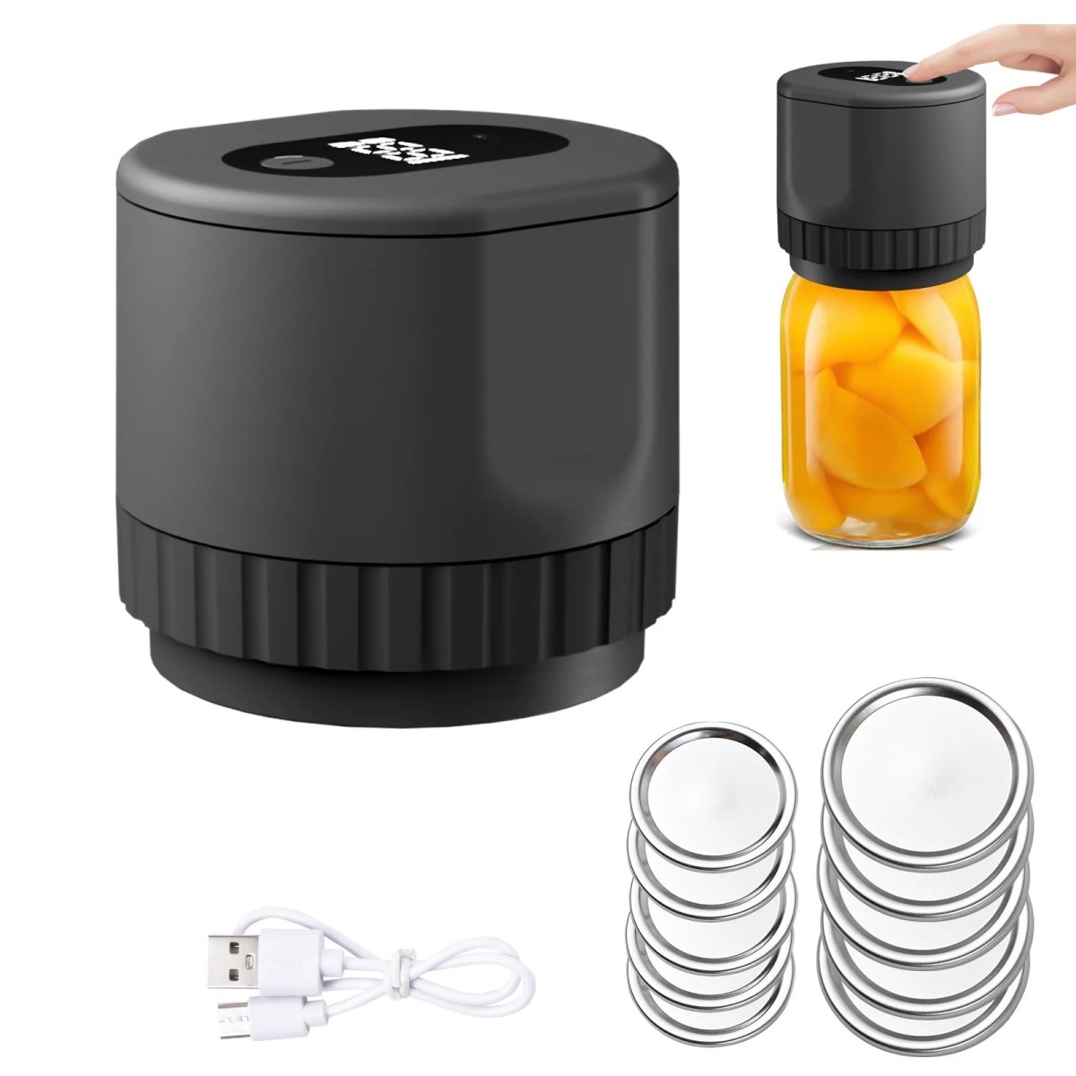VacuumSeal Vakuummaschine – Tragbarer Lebensmittelerhalter mit USB-aufladbarer Vakuumkraft für Gläser, Flaschen &amp; Behälter