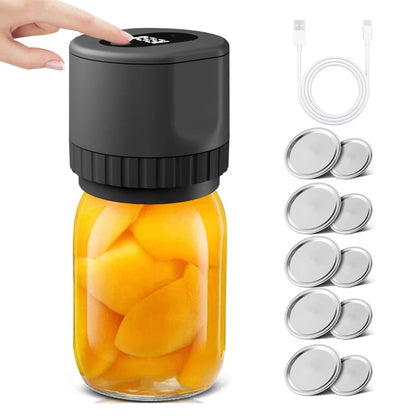 VacuumSeal Vakuummaschine – Tragbarer Lebensmittelerhalter mit USB-aufladbarer Vakuumkraft für Gläser, Flaschen &amp; Behälter