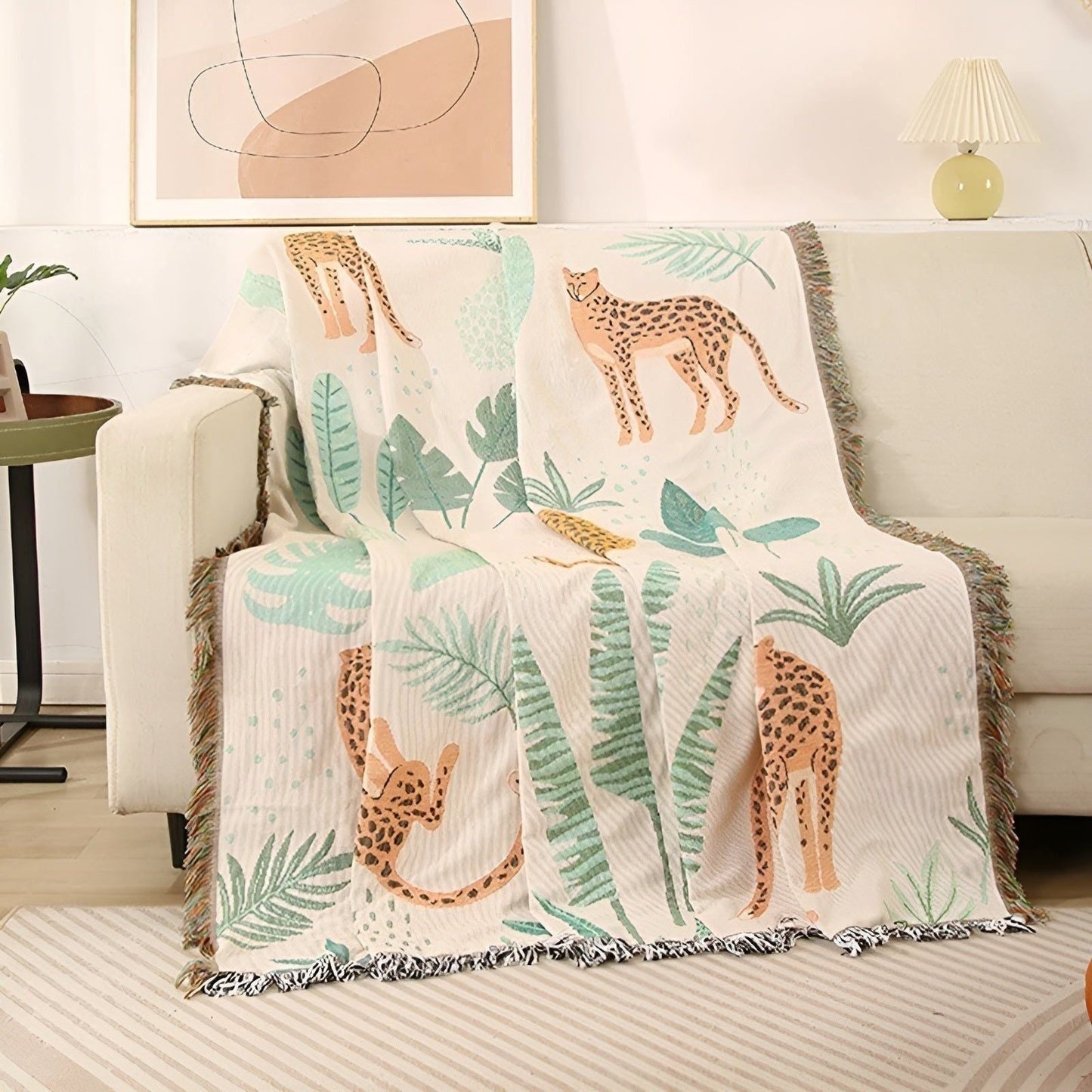 LeopardLuxe Blanket - Multifunktionell Leopard-överdragsteck med Cobertor-puffar