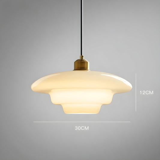 AuraBeam Light – Minimalistisk elfenbensfärgad LED-hänglampa i glas