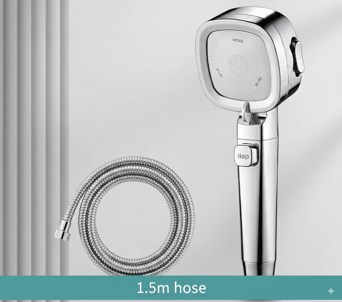 HydraFlow Högtryck Duschhuvud – 3 Strålarter, vattensparande &amp; robust ABS-material