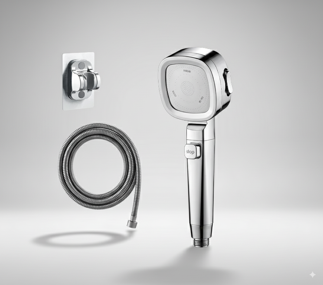 HydraFlow Högtryck Duschhuvud – 3 Strålarter, vattensparande &amp; robust ABS-material