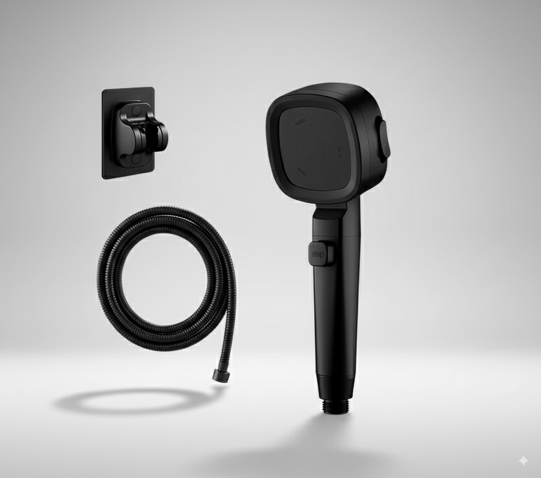 HydraFlow Högtryck Duschhuvud – 3 Strålarter, vattensparande &amp; robust ABS-material