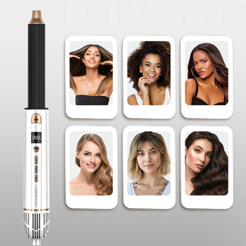 Hårfönen borste med lock- och volymtillbehör