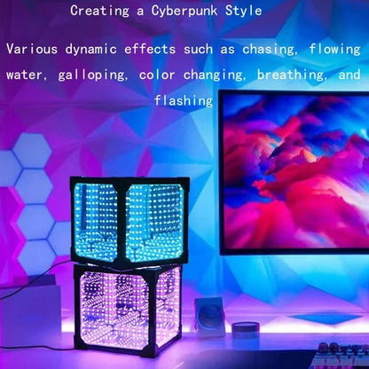 3D Kub Abyss Skrivbord Atmosfär Ljus