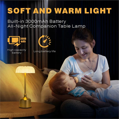 Trådlös LED-Bordslampa Med Touchkontroll – Laddningsbar - Dimmbar - 3 Belysningslägen - Elegant Metalldesign - Bärbar Nattlampa
