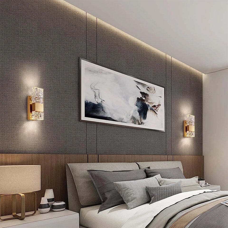 Dimbar LED Kristall Vägglampa med Fjärrkontroll, Justerbar 3000K-6000K för Badrum, Vardagsrum och Sovrum Sconces